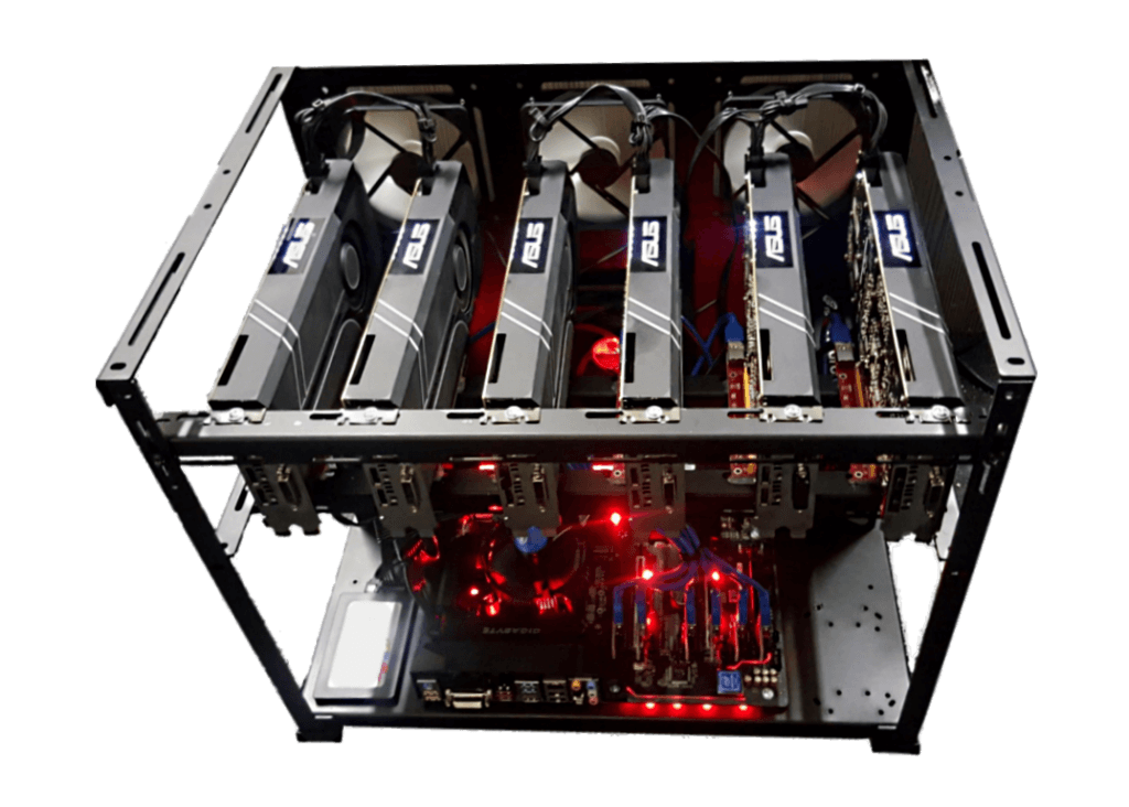 Mining rig - miner na tažbu kryptomeny Ethereum - výroba a predaj